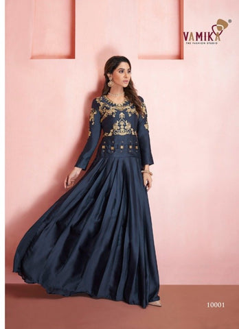 Ethnic Gowns | Designer Tapeta Silk Gown With Dupatta | Freeup